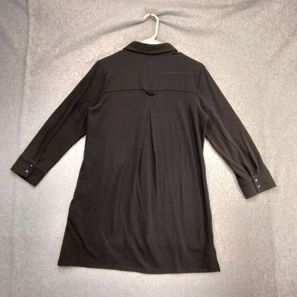 tyler boe Button Down Shirt Womens Size S Knit Black Stretch Hi-Lo Tunic Preppy - Picture 9 of 12